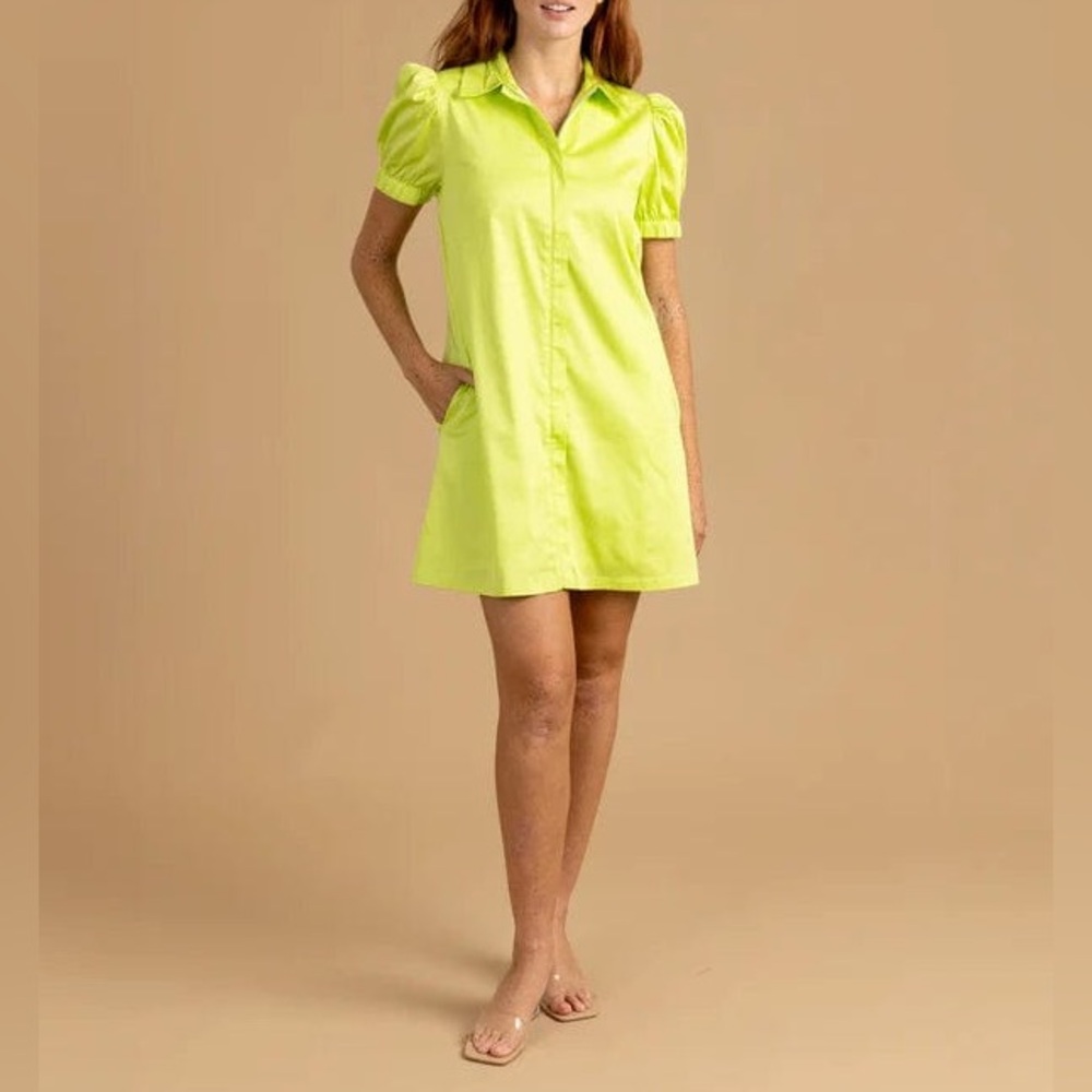 S’Edge Anderson Zipper Zip Up Mini Algae Bright Green Chartreuse Dress
